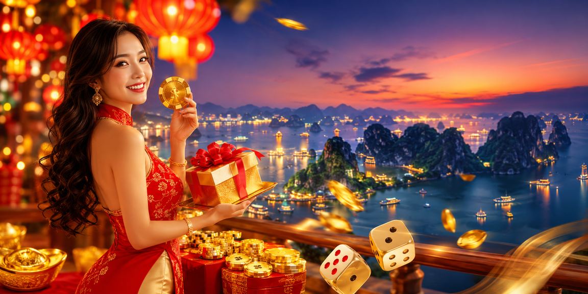 Cảnh Vịnh Hạ Long mùa Tết với trò chơi tài xỉu và lễ hội truyền thống Việt Nam