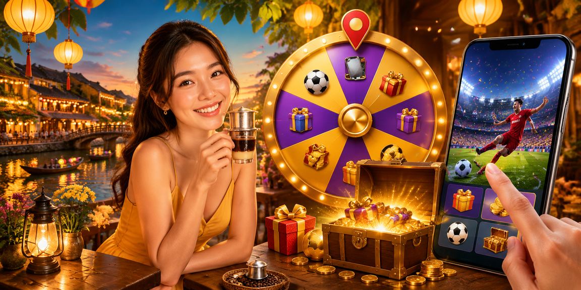 Người dùng Hội An tham gia quay thưởng may mắn tại quán cà phê Việt Nam