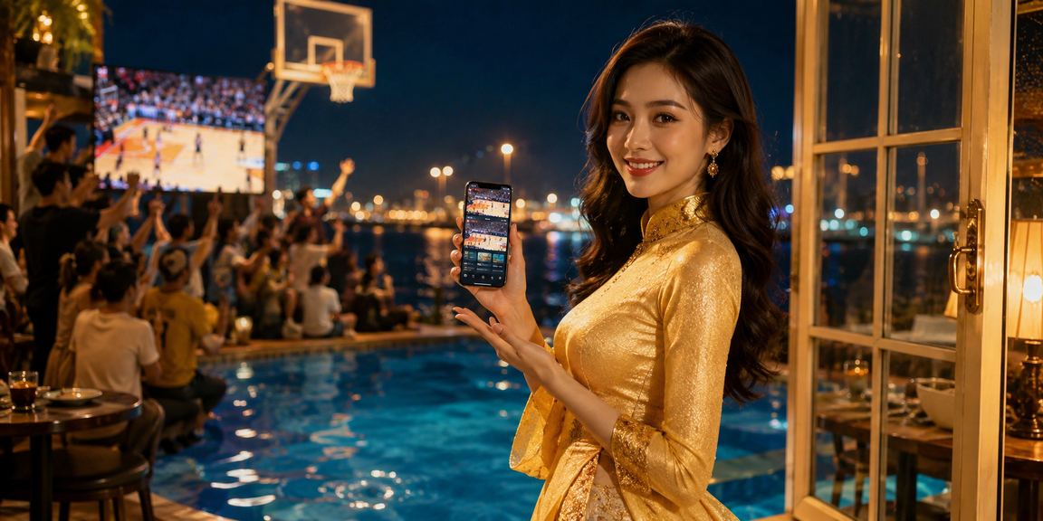 Người xem cá cược bóng rổ tại Vũng Tàu với trang phục áo dài truyền thống